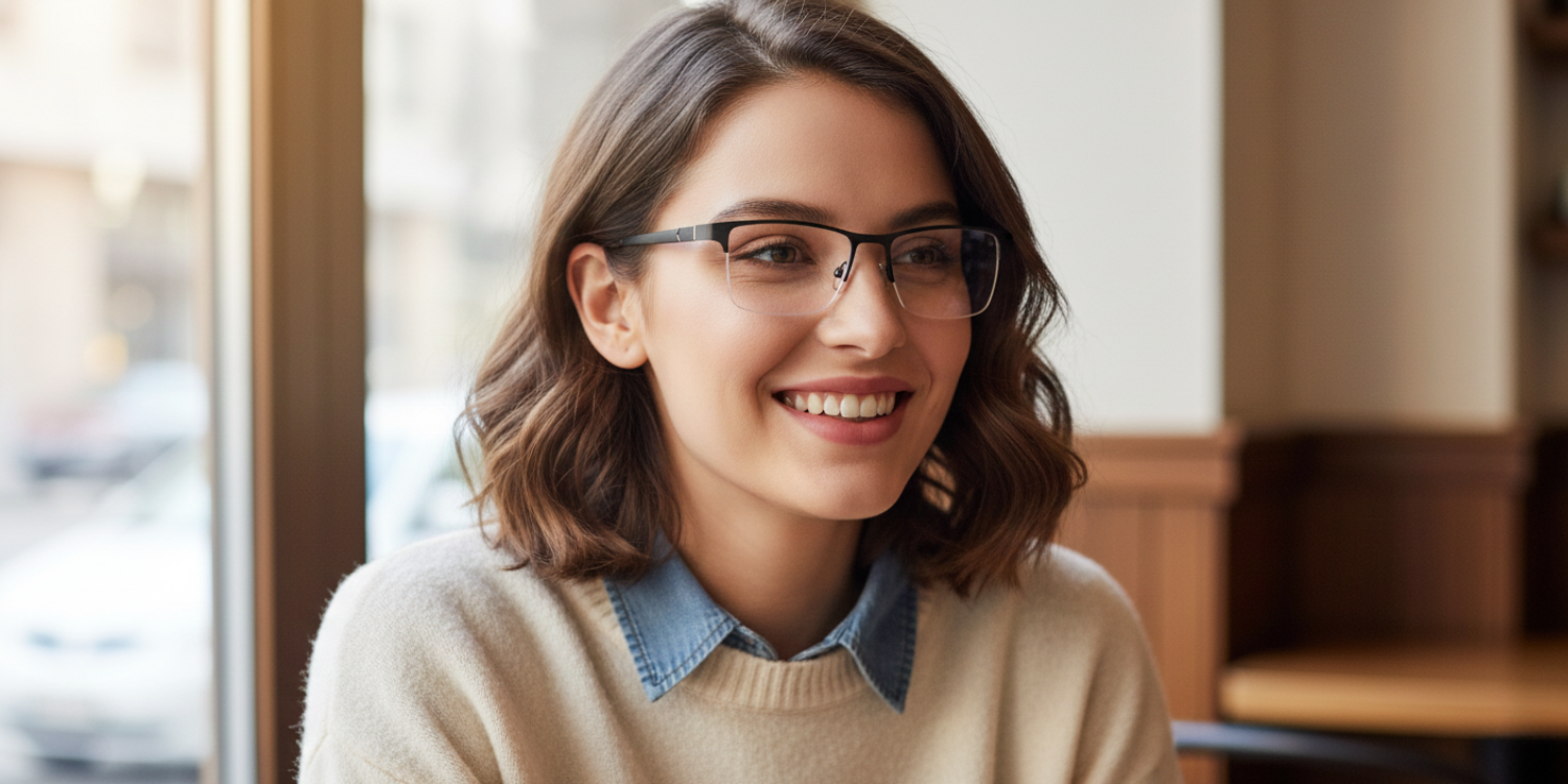 Half Rim Rectangle Classic Eyeglasses 1017