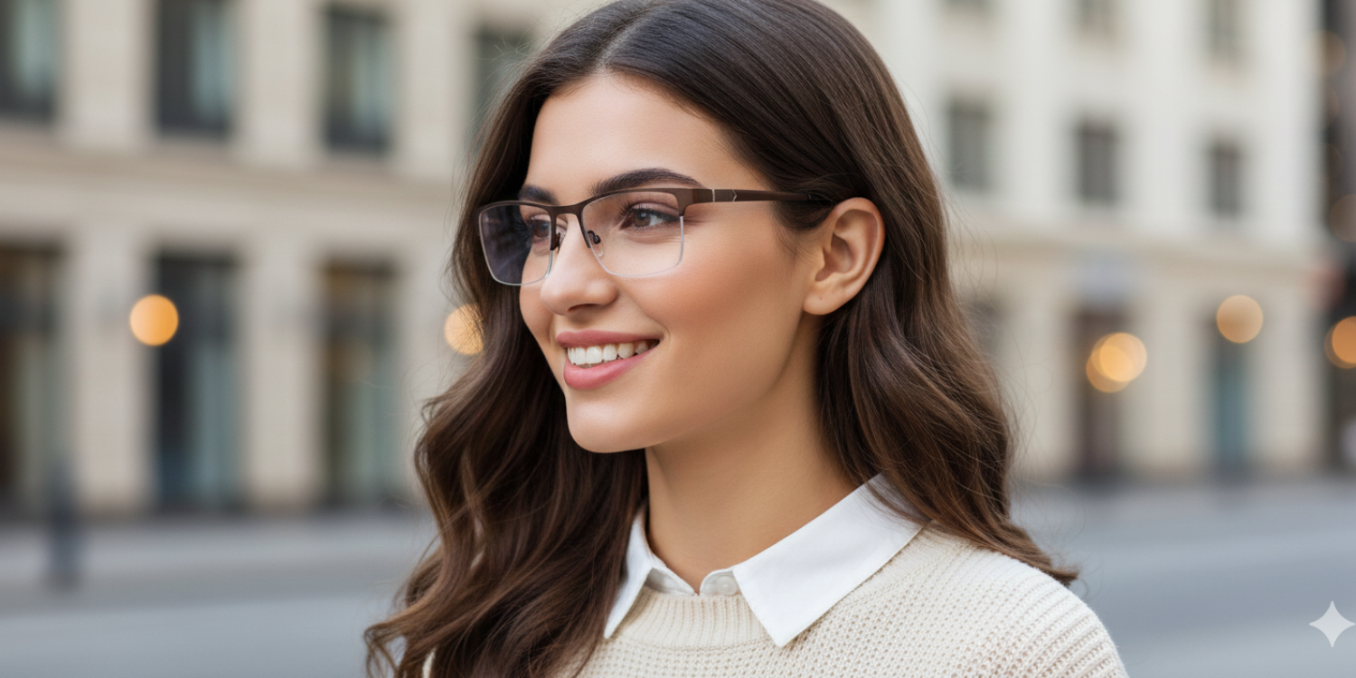 Half Rim Rectangle Classic Eyeglasses 1017
