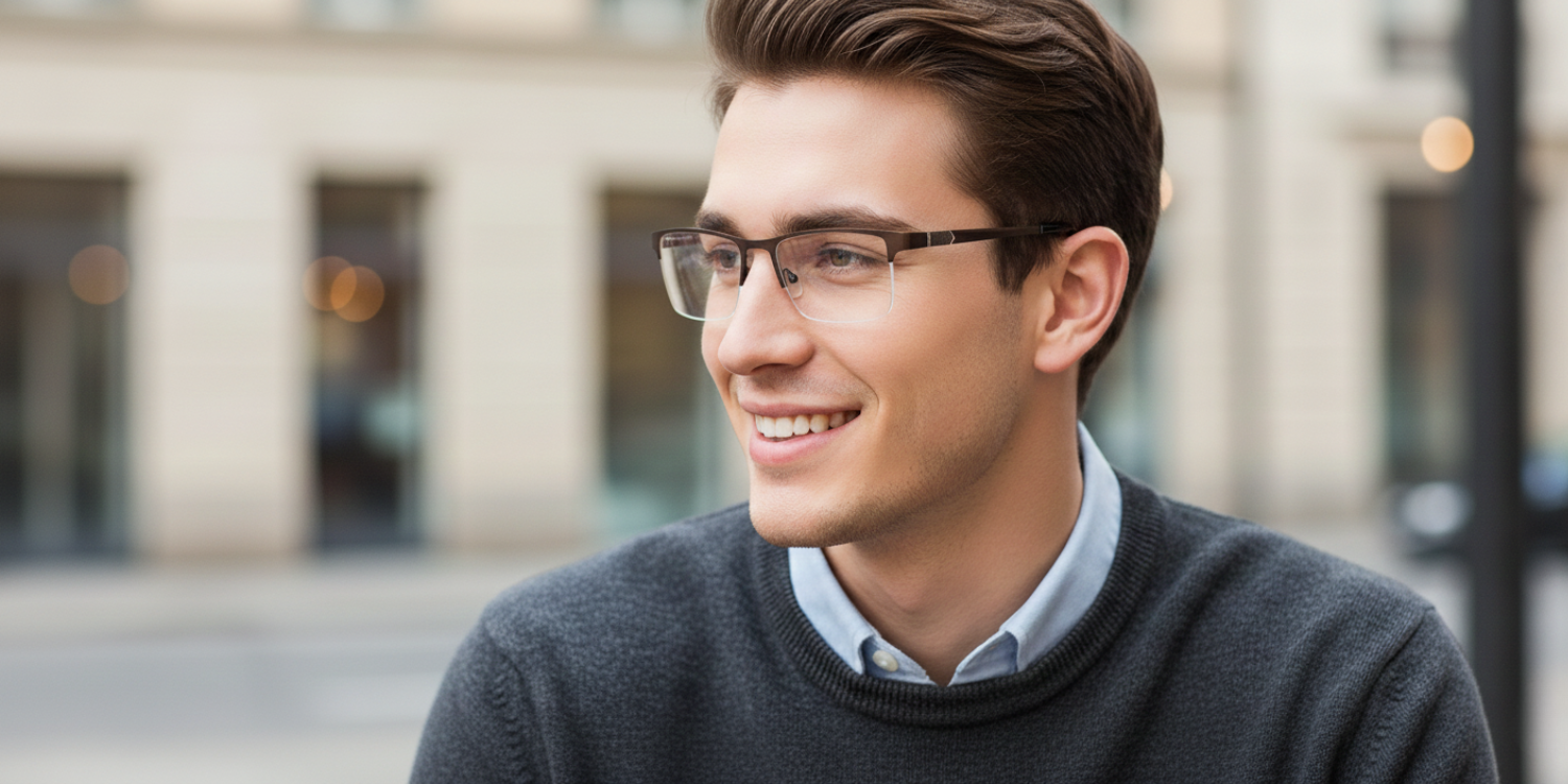 Half Rim Rectangle Classic Eyeglasses 1017