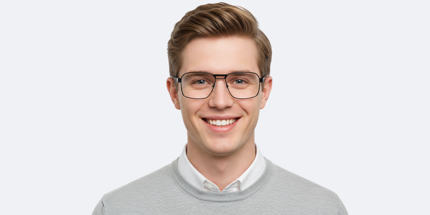 Full Rim Double Bridge Rectangle Eyeglasses 3705