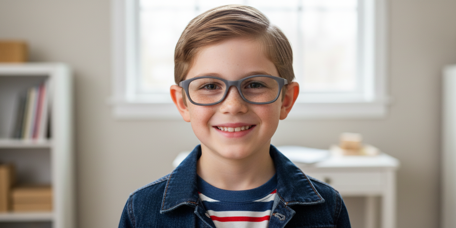 Full Rim Rectangle Magneto Classic Kids Eyeglasses 6038