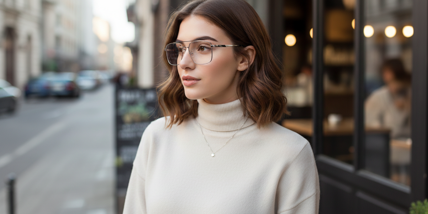 Full Rim Double Bridge Square Classic Eyeglasses 9018