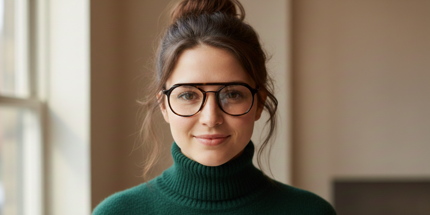 Full Rim Double Bridge Round Aviator Classic Eyeglasses A22358