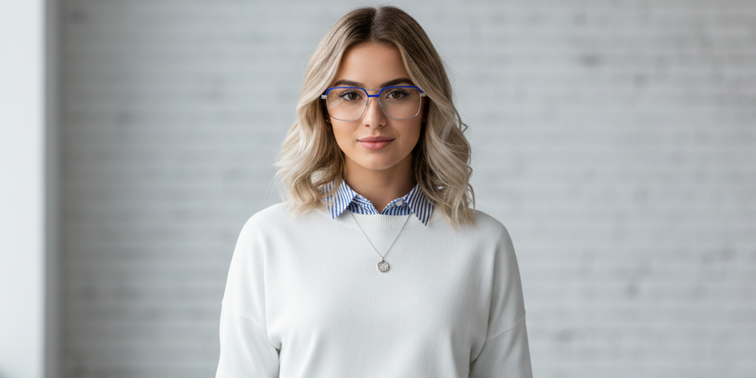 Full Rim Double Bridge Rectangle Classic Eyeglasses FY621