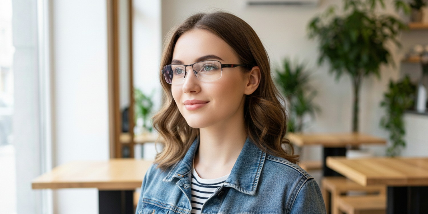 Half Rim Rectangle Classic Eyeglasses M8003