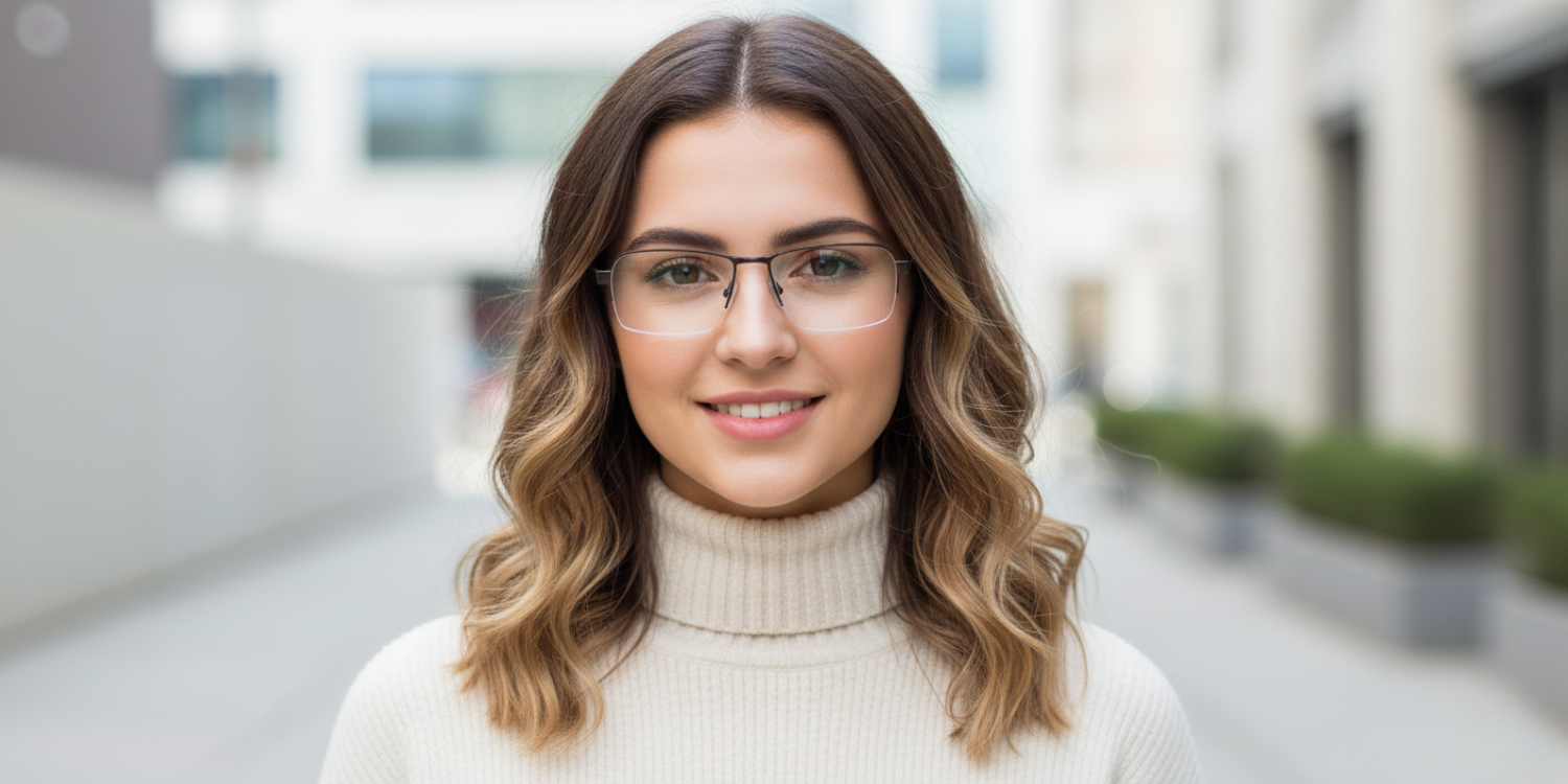 Half Rim Rectangle Classic Eyeglasses M8003