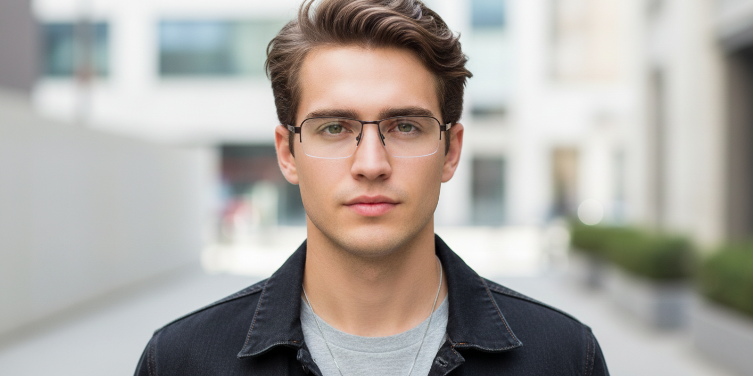 Half Rim Rectangle Classic Eyeglasses M8003