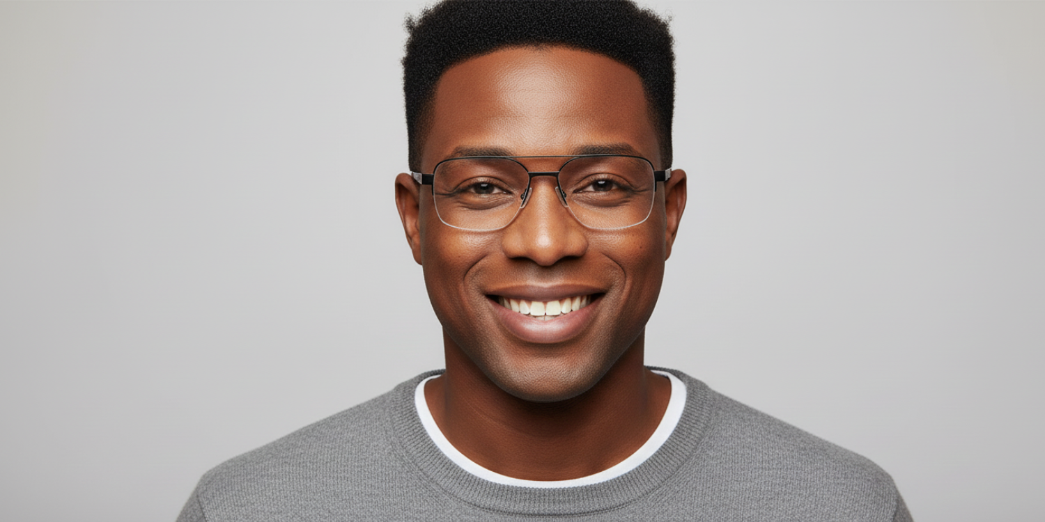 Half Rim Double Bridge Rectangle Classic Eyeglasses M8026