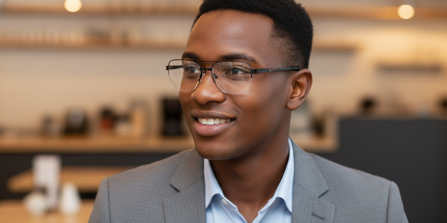 Half Rim Double Bridge Rectangle Classic Eyeglasses M8026