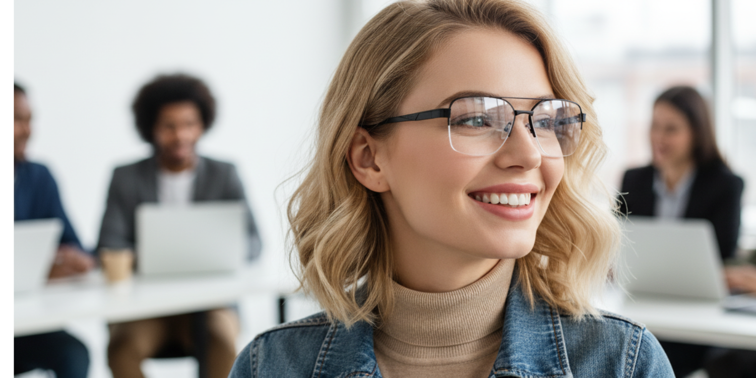 Half Rim Double Bridge Rectangle Classic Eyeglasses M8026