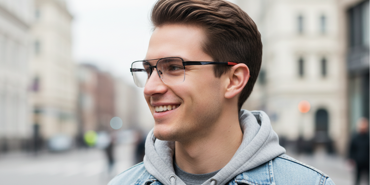 Half Rim Double Bridge Rectangle Classic Eyeglasses M8026