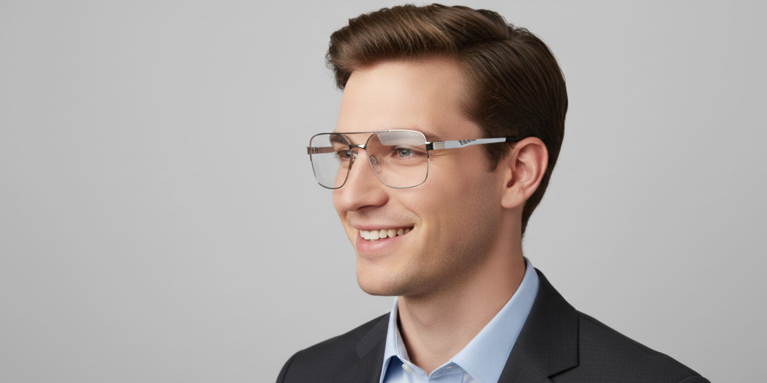 Half Rim Double Bridge Rectangle Classic Eyeglasses M8026