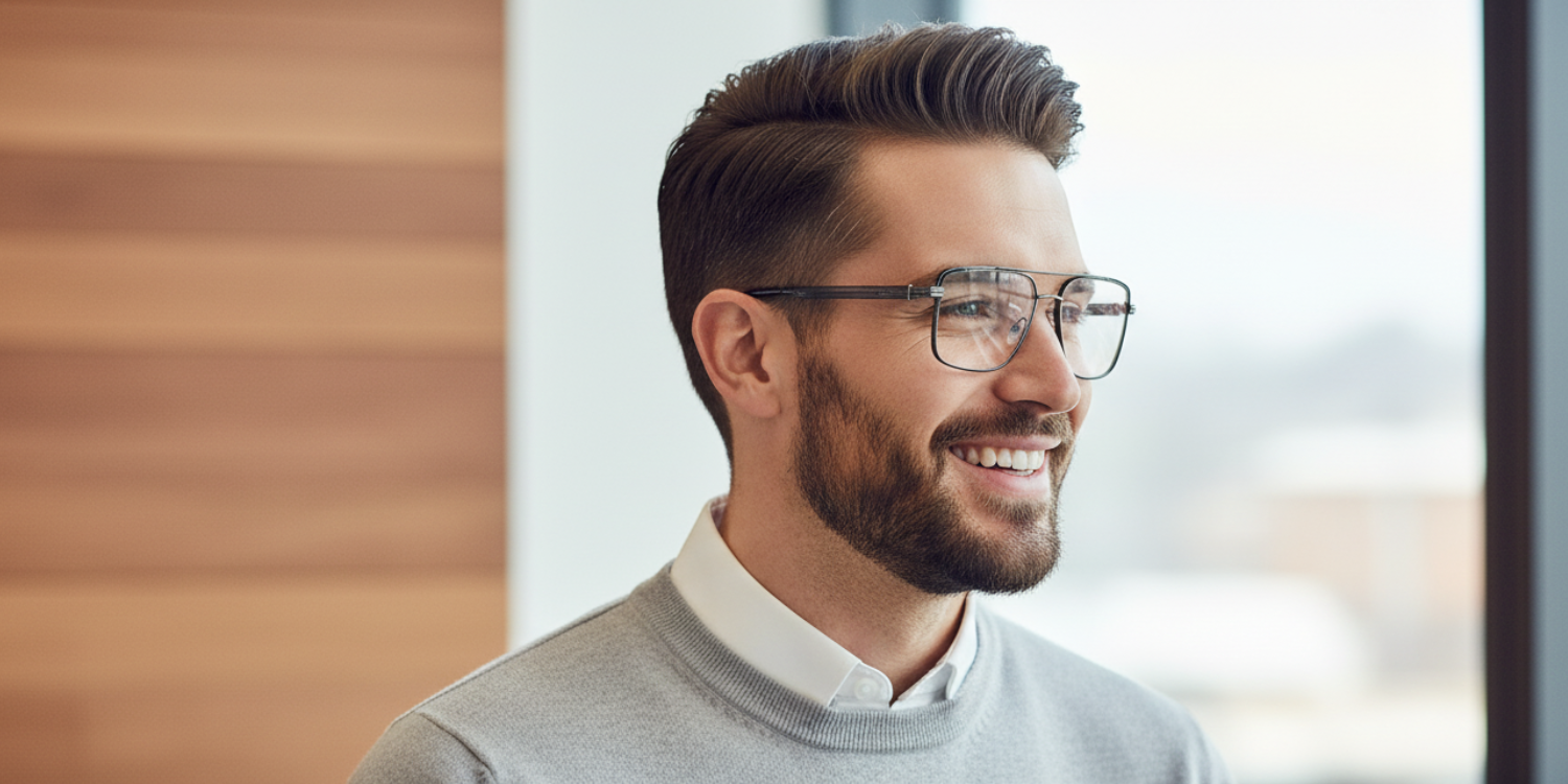 Half Rim Double Bridge Rectangle Classic Eyeglasses PY3365