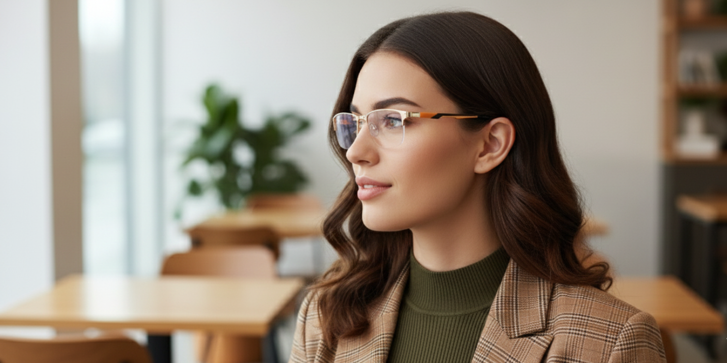 Half Rim Rectangle Classic Eyeglasses R2207